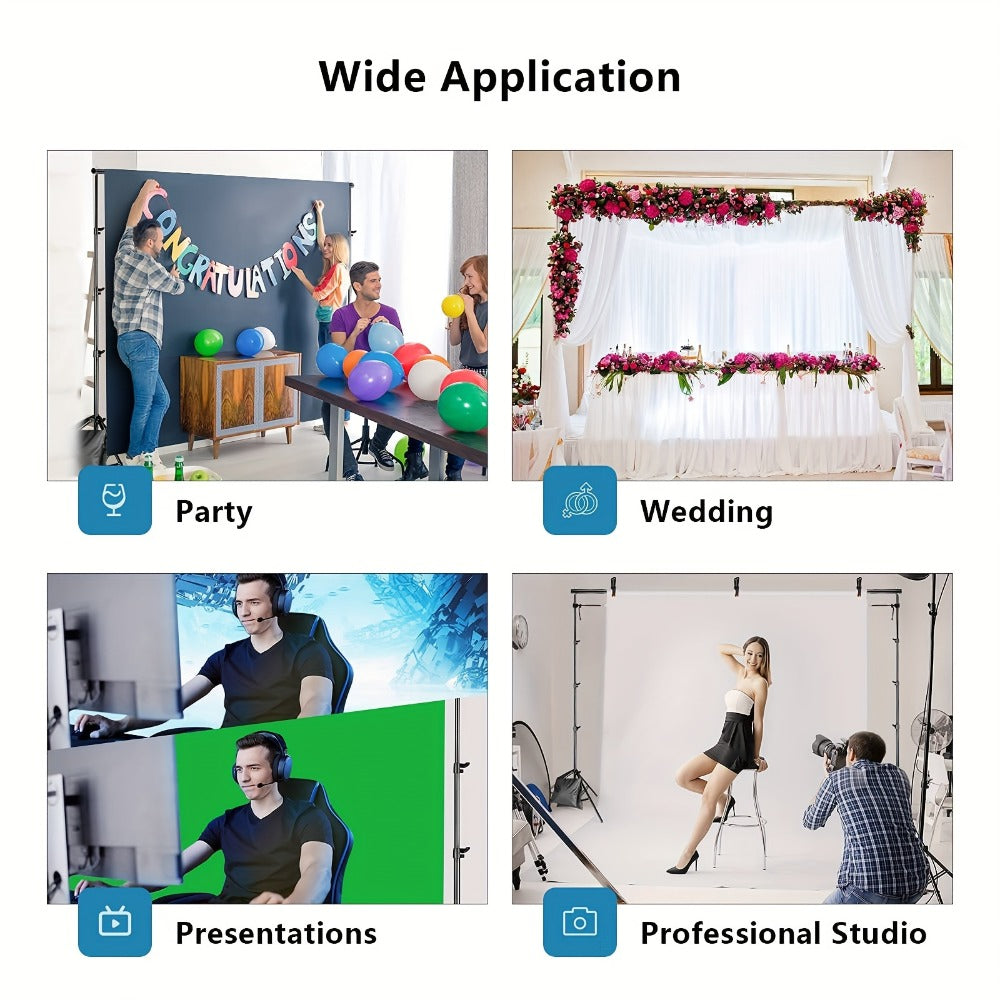 9x6.5ft Rectangular Backdrop Stand Adjustable Metal Background Stand for Wedding Ceremony Balloon Arch Photo Studio Birthday Anniversary Bridal Shower Party Decoration