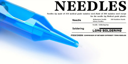 Tattoo Cartridge Needles with POSEIDON V3 Label, 50-Piece Mixed, RL-Only or RS-Only Pack Choices