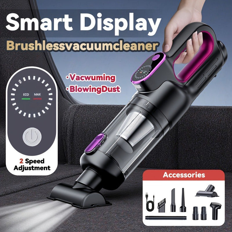 Car Vacuum Cleaner with 13KPa Suction, USB Rechargeable Cordless Body and Multi-Nozzle Accessory Set