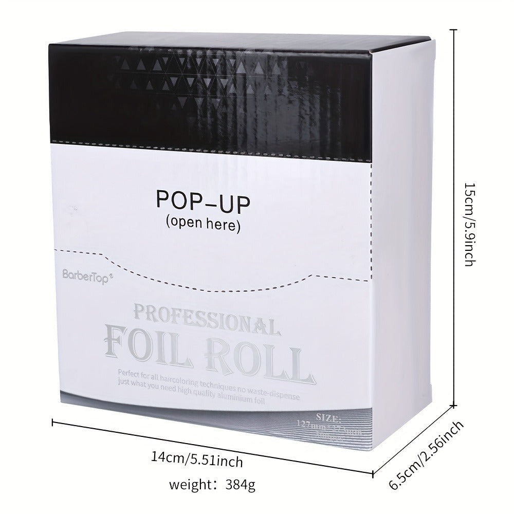 Pop-Up Hair Highlighting Foil Sheets, 300-Piece Box with Pre-Cut Silver Aluminum Sheets for Salon Coloring