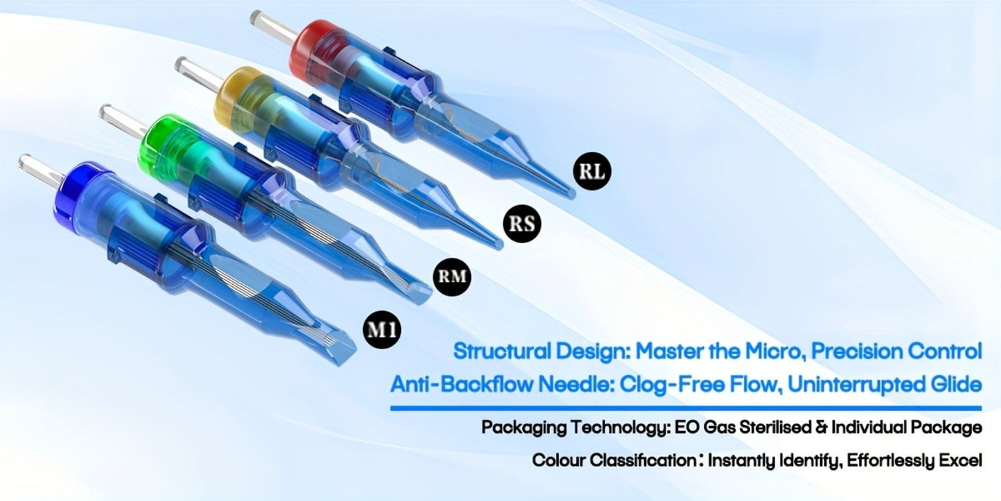 Tattoo Cartridge Needles with POSEIDON V3 Label, 50-Piece Mixed, RL-Only or RS-Only Pack Choices