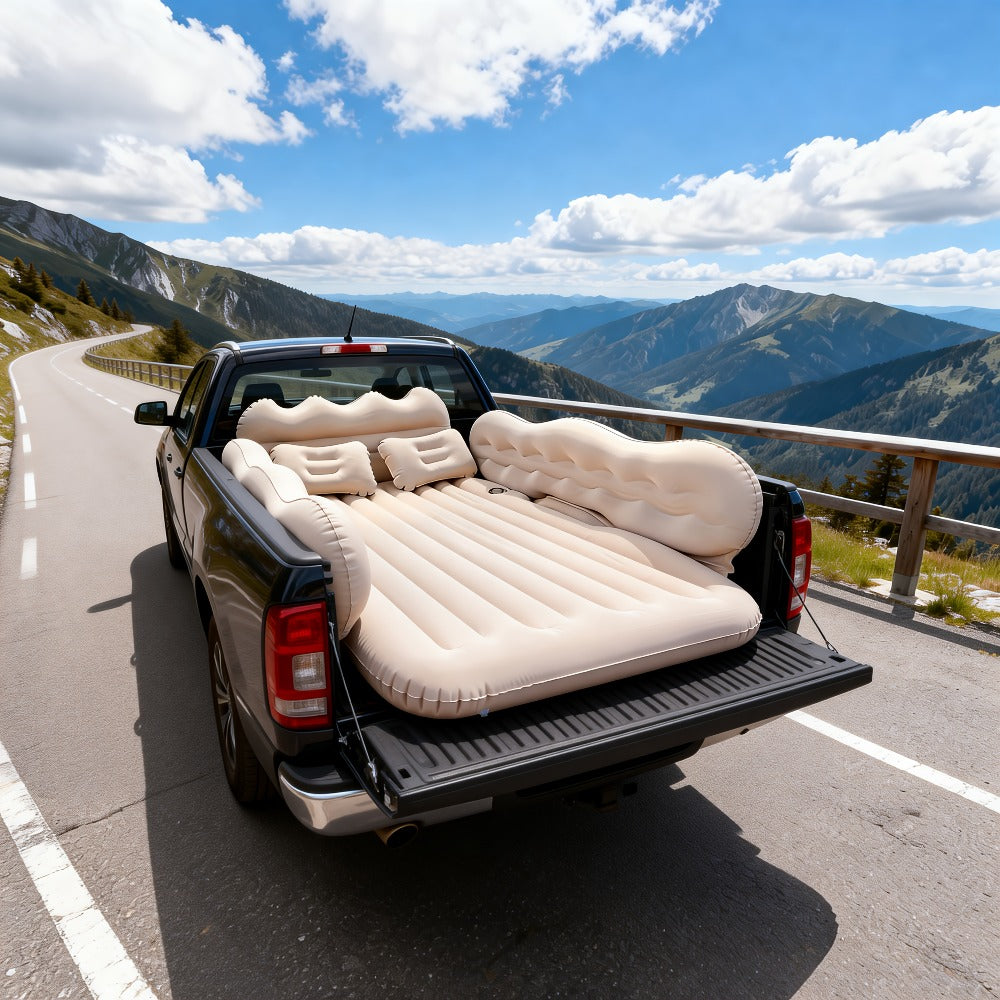 Inflatable Car Bed Plush Folding Design with Storage Bag & Tool Kit Soft Skin-Friendly Comfortable Outdoor Car Air Mattress for Camping Travel Road Trip, Multiple Colors