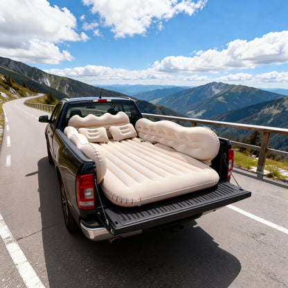 Inflatable Car Bed Plush Folding Design with Storage Bag & Tool Kit Soft Skin-Friendly Comfortable Outdoor Car Air Mattress for Camping Travel Road Trip, Multiple Colors