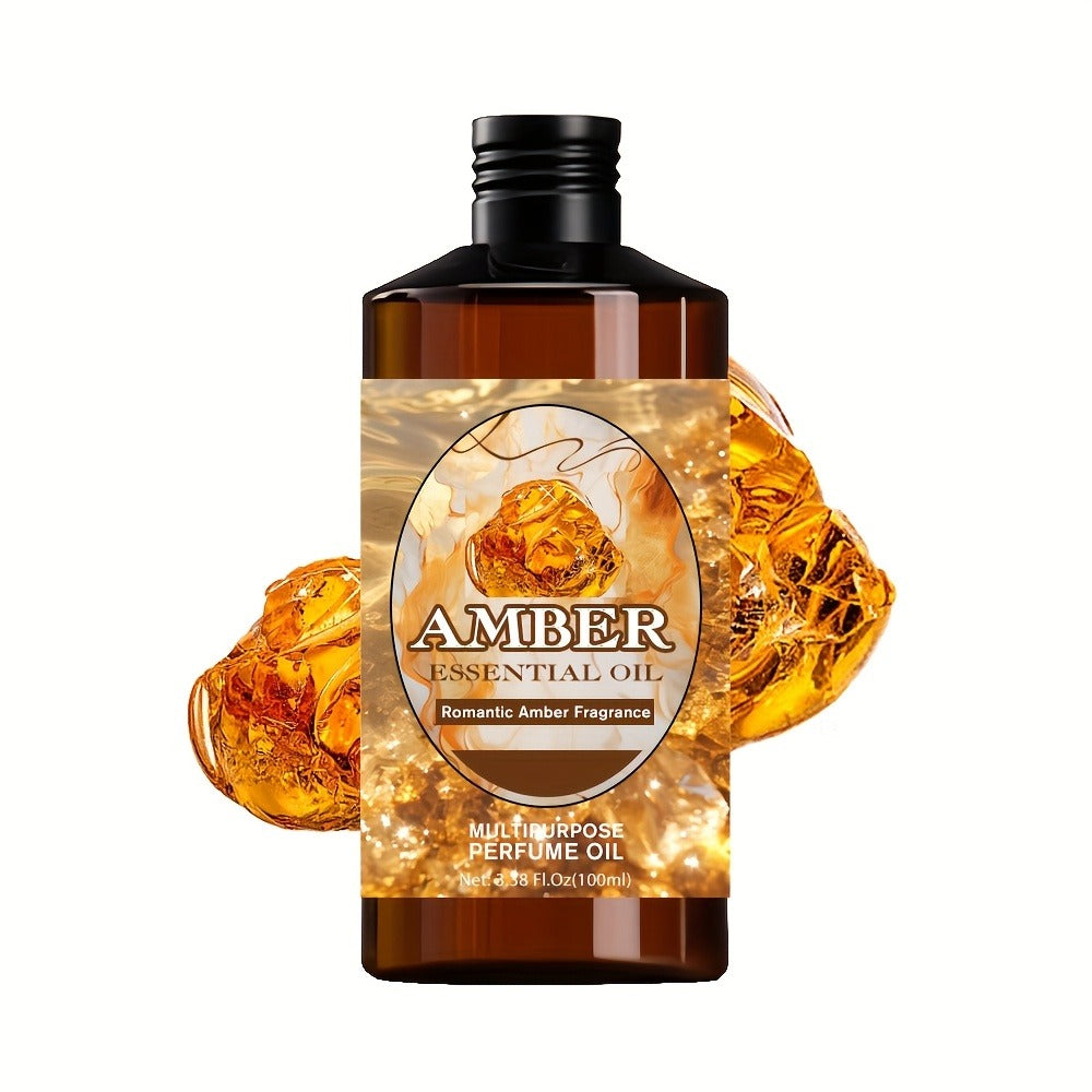 Amber Essential Oil 100ml Pure Romantic Fragrance for Diffuser Aromatherapy – Therapeutic Grade Scented Oil for Relaxation Stress Relief Skin Hair Care Massage Gift for Women Men