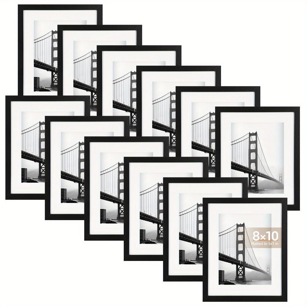 Black Picture Frame Set with 12 or 24 Frames in 4 x 6, 5 x 7 or 8 x 10-Inch Checkout Sizes