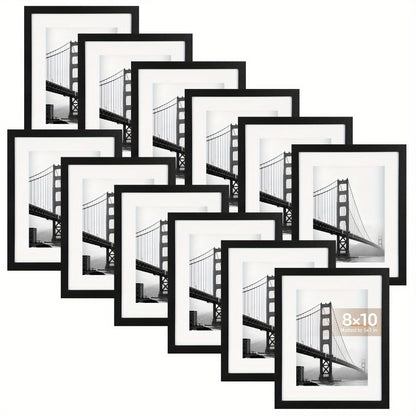 Black Picture Frame Set with 12 or 24 Frames in 4 x 6, 5 x 7 or 8 x 10-Inch Checkout Sizes