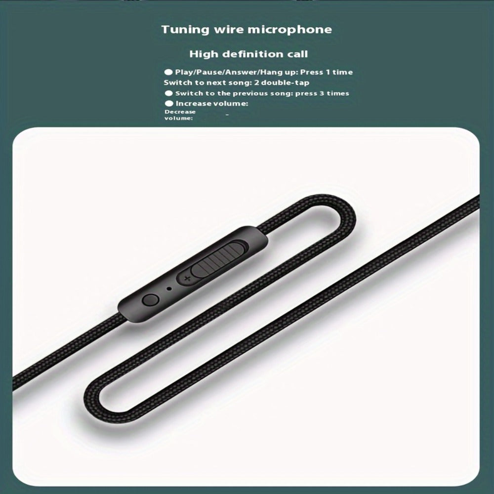 3.5 mm Male-to-Male AUX Audio Cable, 59.06 Inch Cord with Inline Volume Control and Dual Mini Microphones