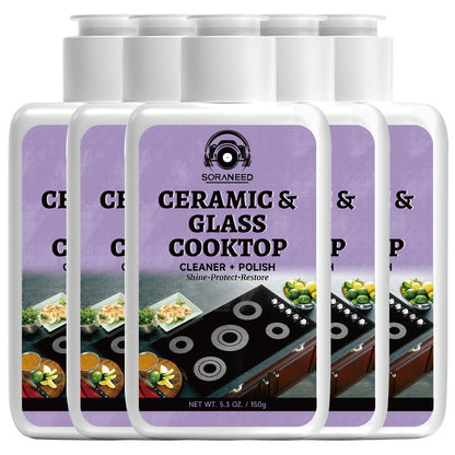 Ceramic Stovetop Cleaner Cream – Heavy Duty Glass Stove Top Cleaning Paste, Removes Burnt-On Grease & Stains, Non-Scratch, Non-Toxic, No Harsh Fumes, Safe for Induction & Electric Cooktops