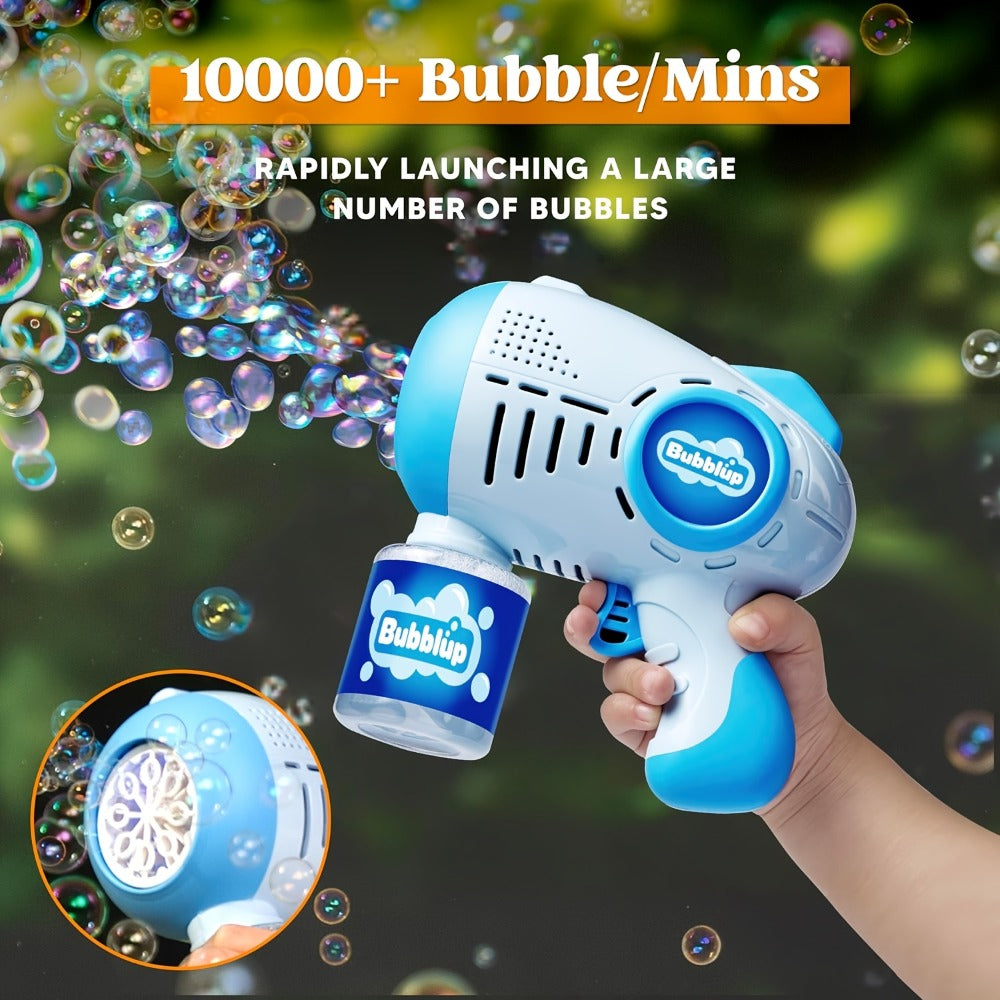 LED Light Up Bubble Gun 2 Pack with 4 Bottles Solution – 10-Hole Automatic Bubble Shooter 10000+ Bubbles Per Minute for Kids Adults, Summer Outdoor Party Easter Birthday Gift Favor