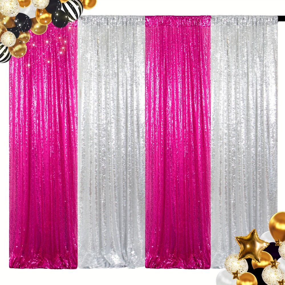 Sequin Backdrop Curtain 4 Panels 2FTx8FT – Shimmer Glitter Background for Wedding Party Photo Booth Decoration