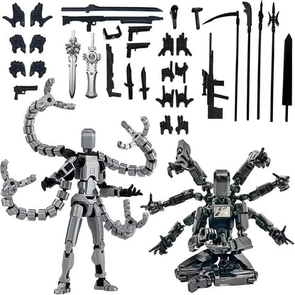 Two-Piece Multi-Joint Robot Figure Set with Tentacle Arms, Display Parts and Five Color Options