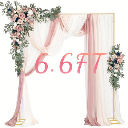 Backdrop Stand Gold Square Frame with 6.5, 6.6 and 8-Foot Selections, Adjustable Crossbar and Flat Feet