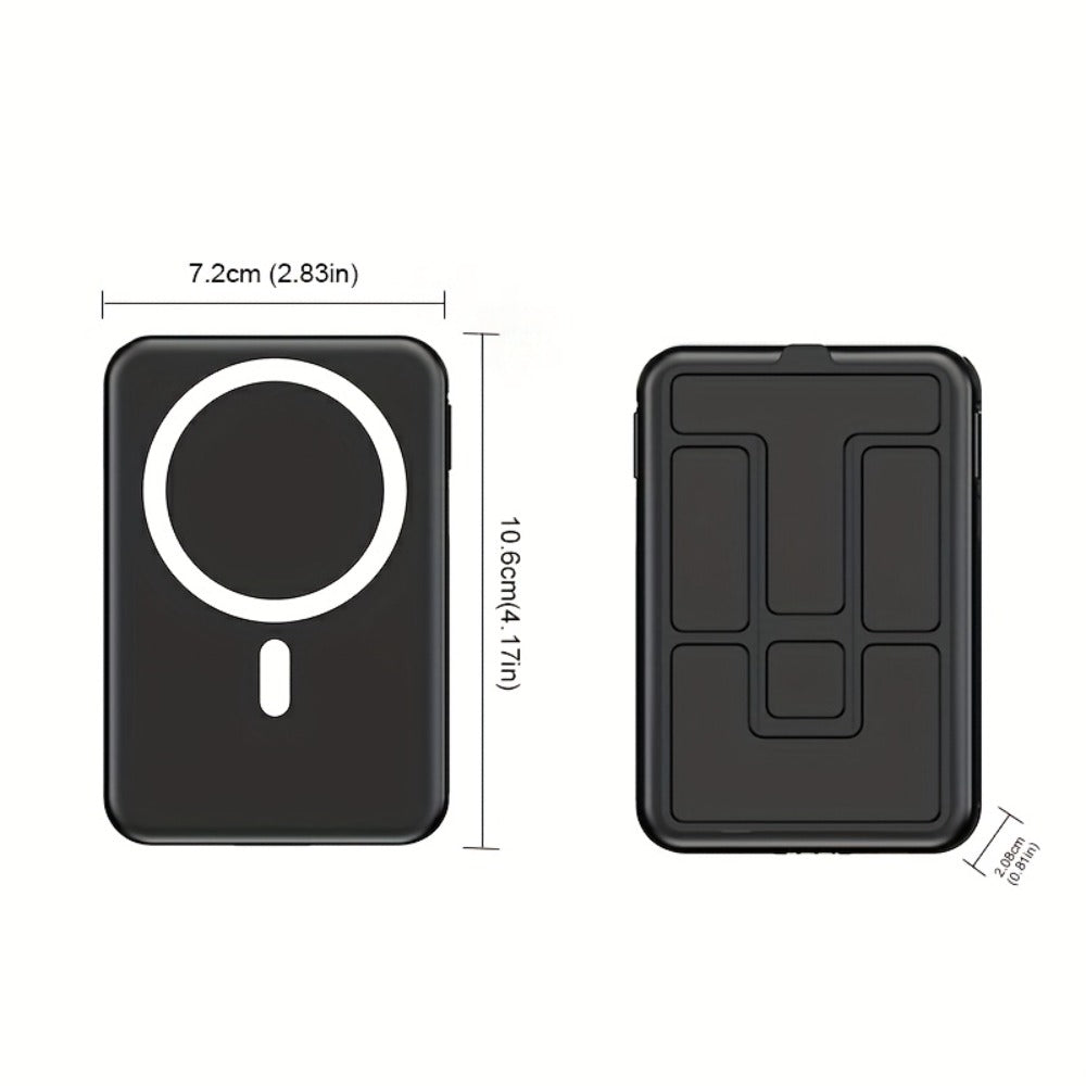 Power Bank 10000mAh Magnetic 15W Wireless and 22.5W Wired with Built-In Cables, Stand and Display