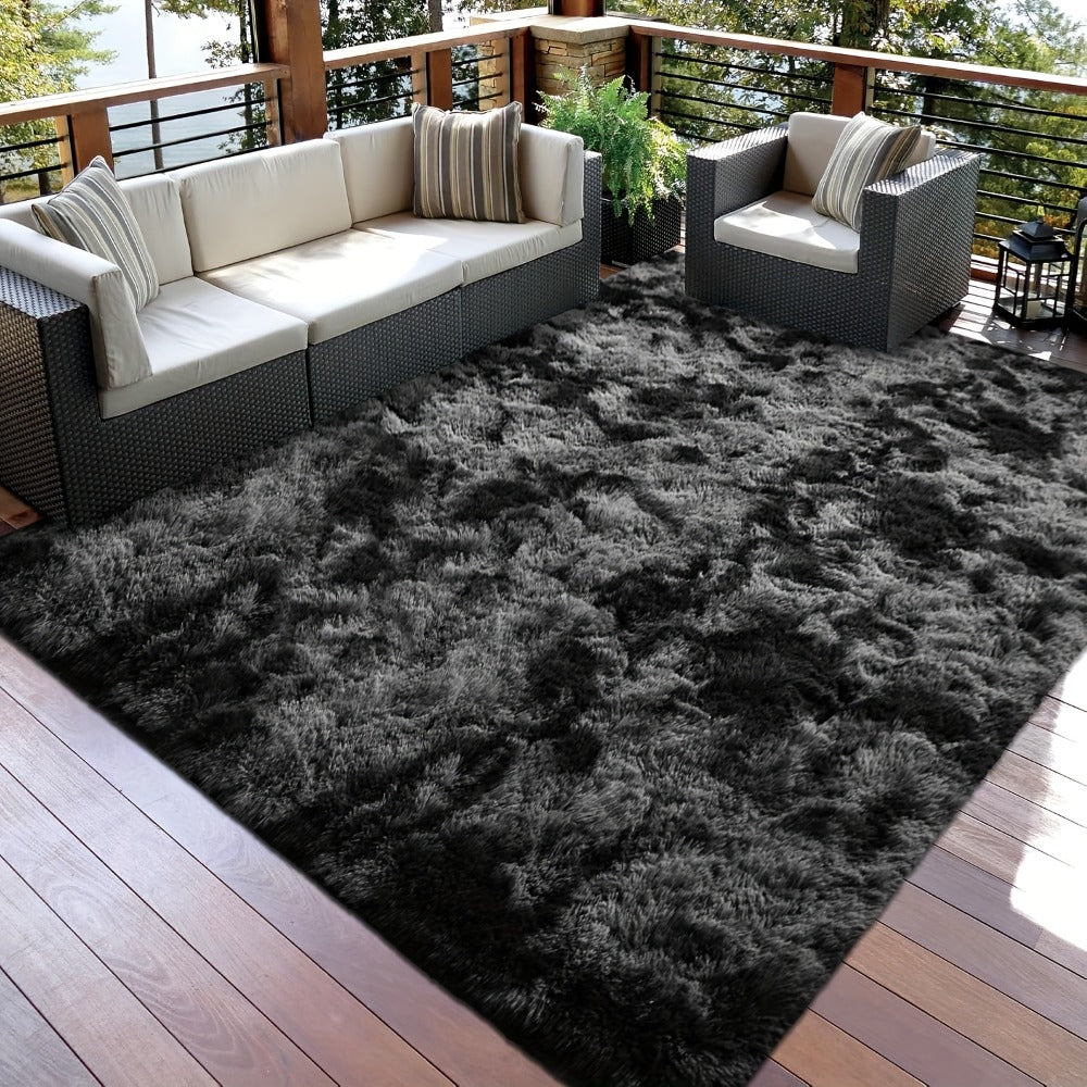 Area Rug Tie-Dye Shaggy Plush Design with Six Colors and Four Washable Sizes for Bedroom or Dorm