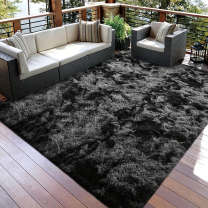 Area Rug Tie-Dye Shaggy Plush Design with Six Colors and Four Washable Sizes for Bedroom or Dorm