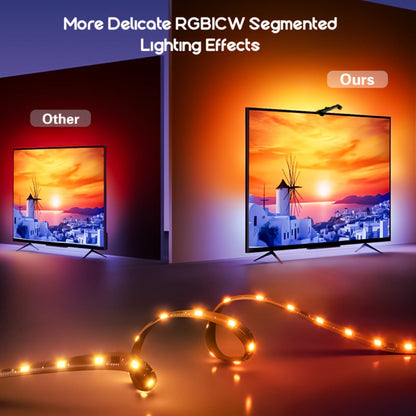 TV LED Backlight with Camera Screen Sync RGBW 5ft - Real-Time Color Matching USB Powered Ambient Bias Lighting for Smart TVs