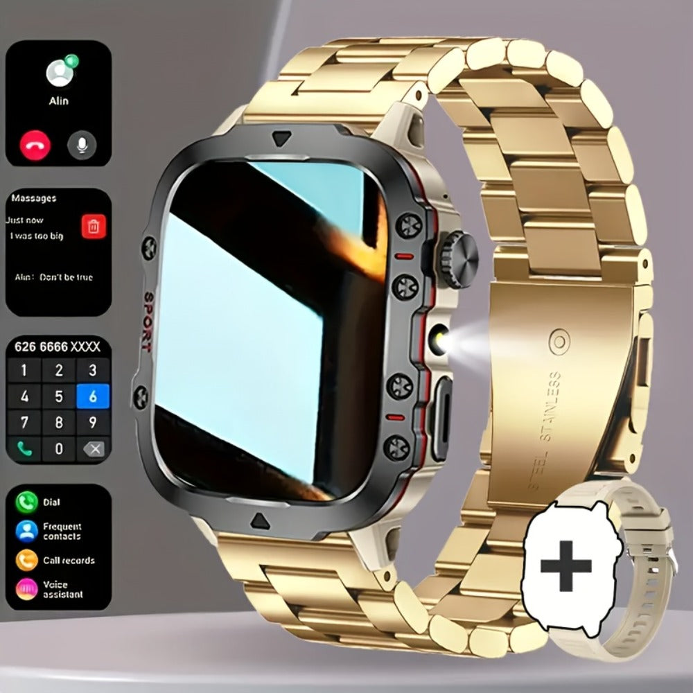 Smartwatch – Men's Outdoor 4.6" HD Touch Screen with Wireless Calling & LED Display, USB Charging, Multiple Sport Modes, Heart Rate…