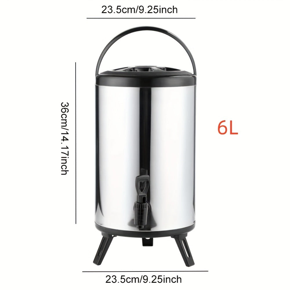 6L Insulated Beverage Dispenser with Spigot, Carry Handle, Twist Lid and Foldable Three-Leg Stand
