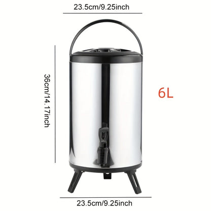 6L Insulated Beverage Dispenser with Spigot, Carry Handle, Twist Lid and Foldable Three-Leg Stand