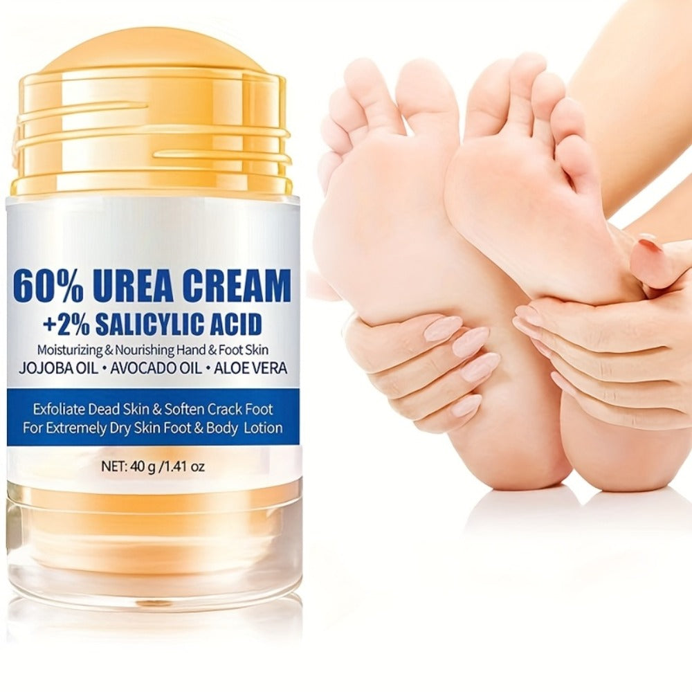 Two-Piece 40g Roll-On Foot Cream Set for Feet with 60% Urea and 2% Salicylic Acid Labeling