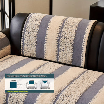 Sofa Cover Plush Jacquard Thick Non-Slip Couch Protector - Pet Friendly Furniture Cover for Living Room Bedroom Office, Machine Washable Retro Style Sofa Slipcover, Loveseat & 4-Seater, Black Grey Green Coffee