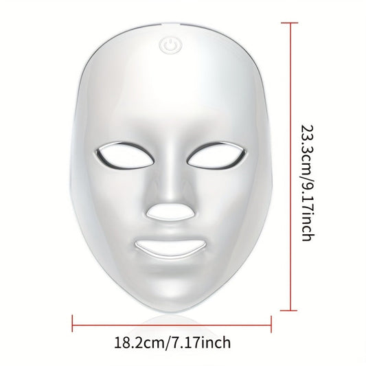 LED Light Therapy Facial Mask Device 7 Color Photon Skin Rejuvenation Face Care Beauty Tool USB Rechargeable Anti-Aging Wrinkle Acne Treatment Home Spa Gift