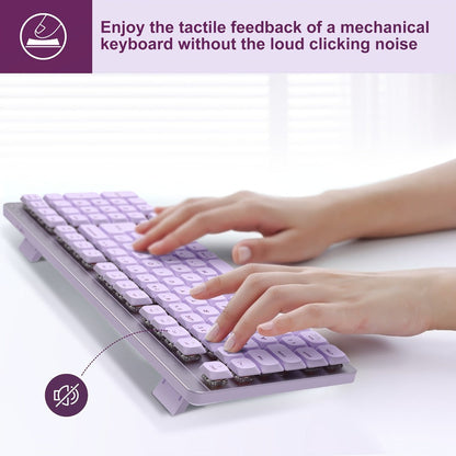Wireless Keyboard and Mouse Combo 98 Keys Full Size – 2.4GHz, Mechanical Feel, Quiet Keys, Ergonomic Design for PC, Mac, Laptop, Office & Gaming | 3 Color Options