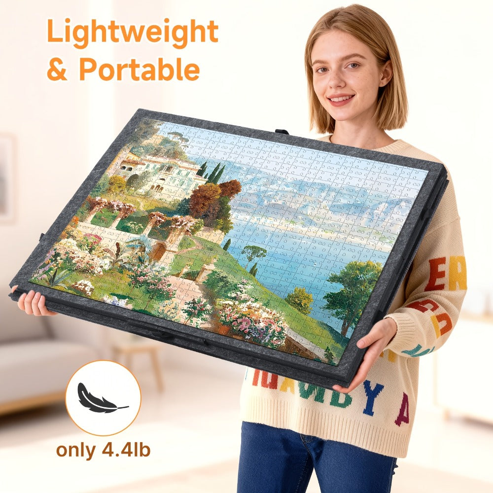 Jigsaw Puzzle Board with Felt Mat & 6 Sorting Drawers - Foldable Roll-Up Puzzle Saver Fits Up to 1000 Pieces | Portable Puzzle Storage Organizer for Adults Kids Family Game Night
