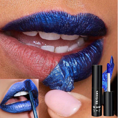 Lip Gloss Set by Fit Colors with 3 Bold Blue Matte Lip Colors and Two Retained Set Options