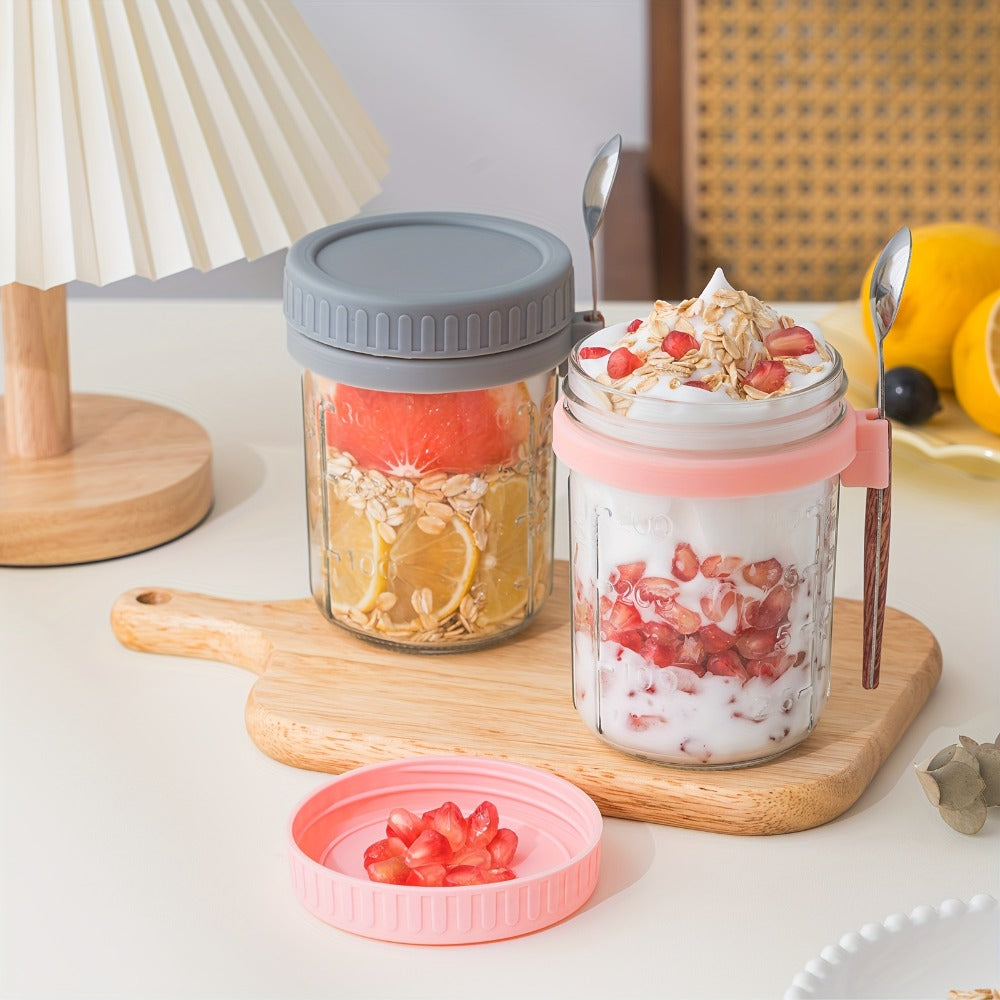 Portable Overnight Oats Cups with Flip-Top Lids in Four- or Six-Piece Sets for Meal Prep and Travel