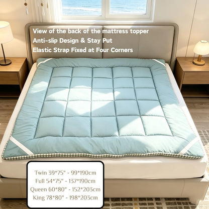Mattress Topper Flannel Bubble Quilt with Fiber Fill, Foldable Format and Five Color Options