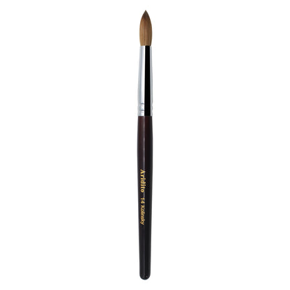 Red-Wine Handle Acrylic Nail Brush in Exact Checkout Sizes #8, #10, #12, #14, #16 or #18 with Pictured Round Tip