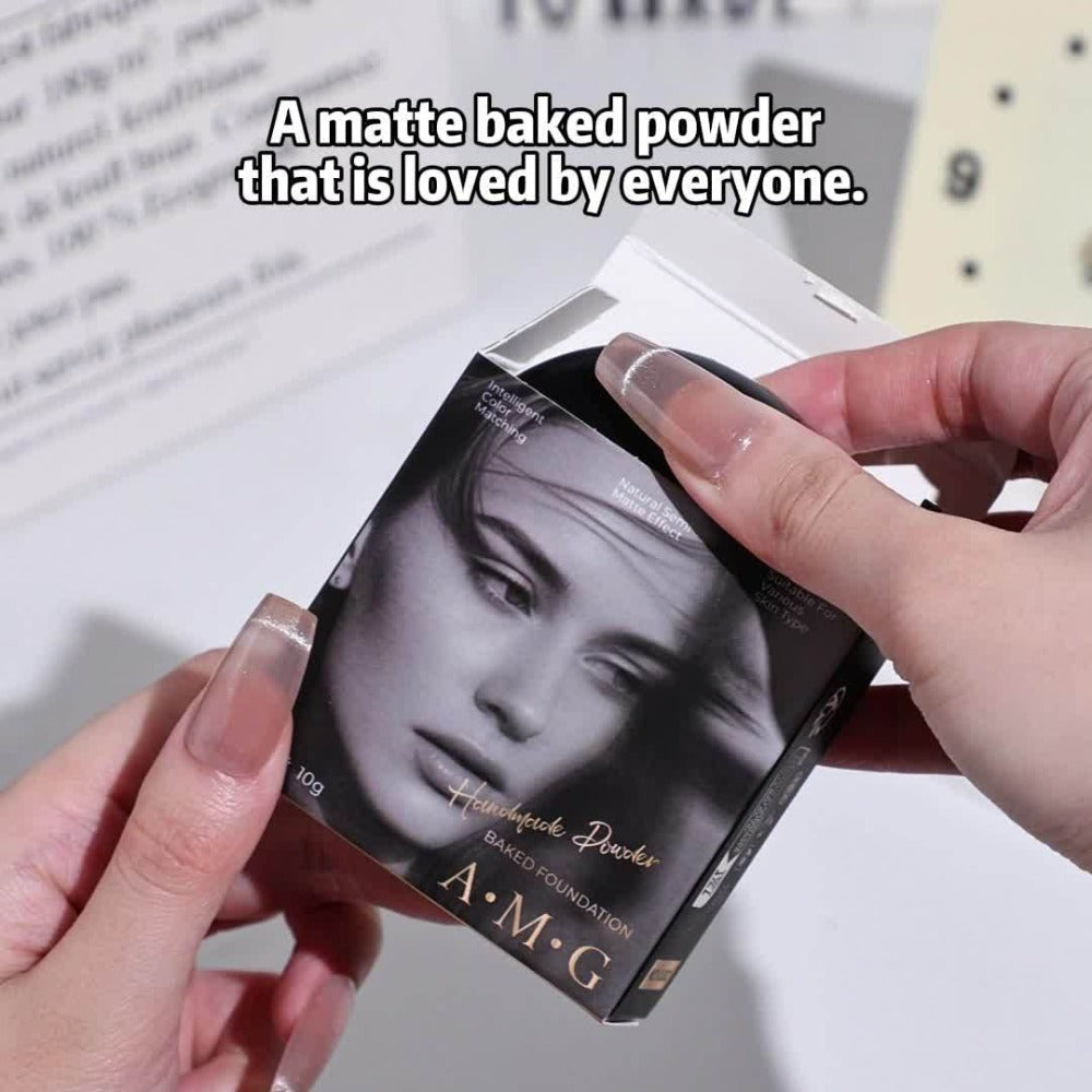 Marbled Pressed Powder Foundation Compact with Mirror in Six Shade Labels from Rose to Sand