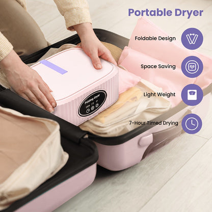 Portable Clothes Dryer with Tall Foldable Fabric Cabinet in Pink, Khaki or Purple Checkout Colors