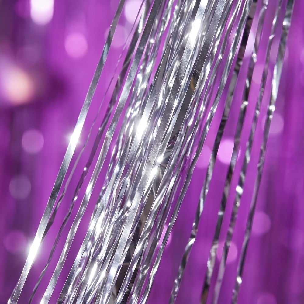 Party Decorations Six-Pack Silver Tinsel Curtain Backdrop, 39.3 x 78.7-Inch Panels for Photo Areas