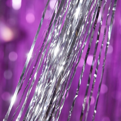 Party Decorations Six-Pack Silver Tinsel Curtain Backdrop, 39.3 x 78.7-Inch Panels for Photo Areas