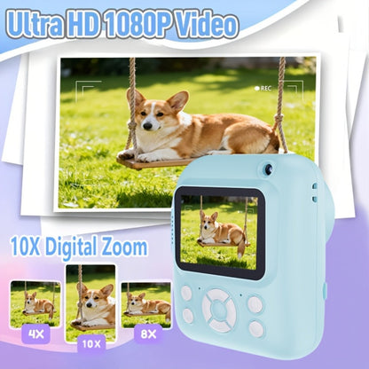 Instant Print Camera for Kids 48MP with Print Paper 32G TF Card 1080P FHD Video Flash MP4 Puzzle Game Cartoon Mini Digital Camera Printer Ages 6+ Birthday Christmas Gift