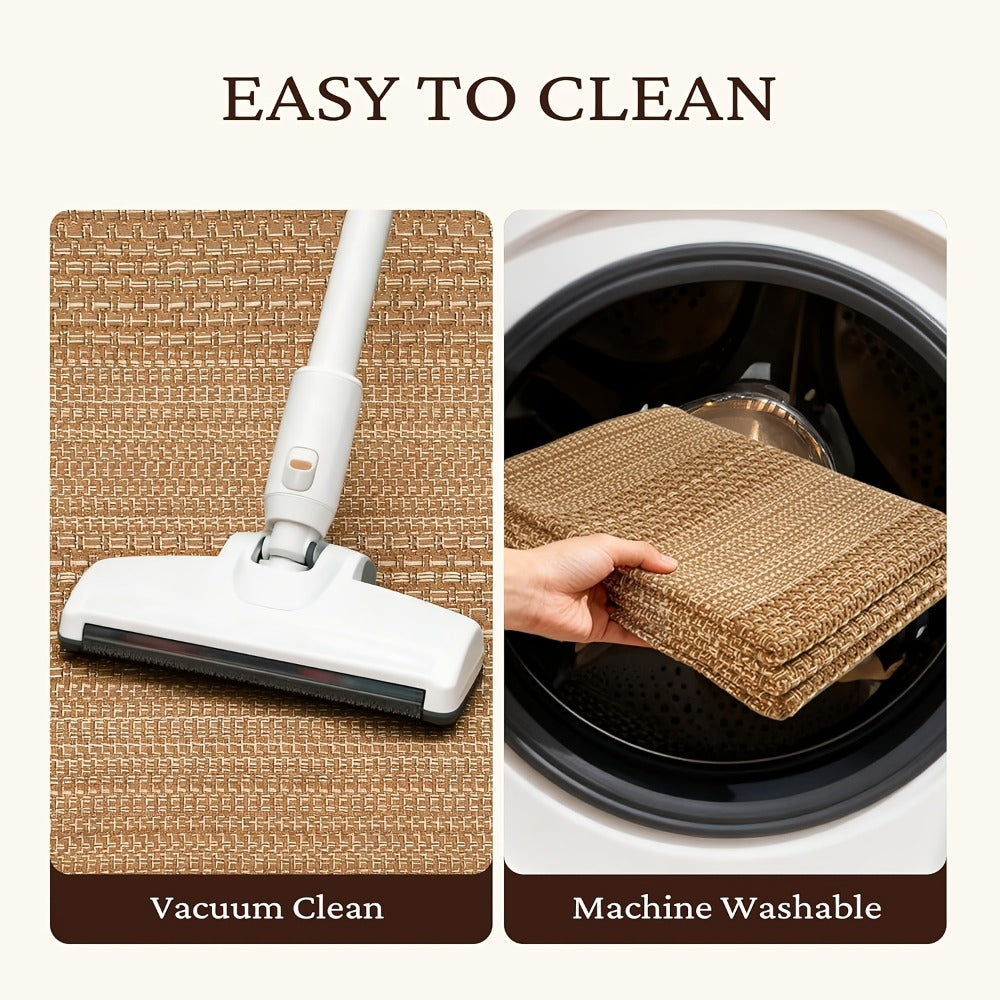Washable Area Rug Non-Slip Rubber Backed Braided Woven Cotton Kitchen Mat Indoor Entryway Living Room Bedroom Floor Rug Multi-Size
