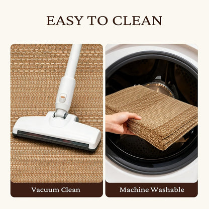 Washable Area Rug Non-Slip Rubber Backed Braided Woven Cotton Kitchen Mat Indoor Entryway Living Room Bedroom Floor Rug Multi-Size