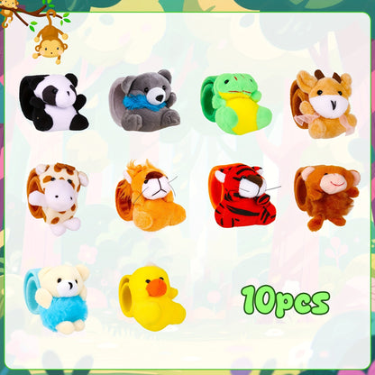 Plush Animal Slap Bracelet Assortments in 6-, 10-, 15- or 30-Piece Checkout Packs for Party Favors