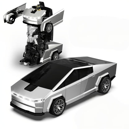 Remote Control Car, Spider-Man Pattern 1:18 Transforming Robot Vehicle with One-Button Change, LED Lights and Three Colors