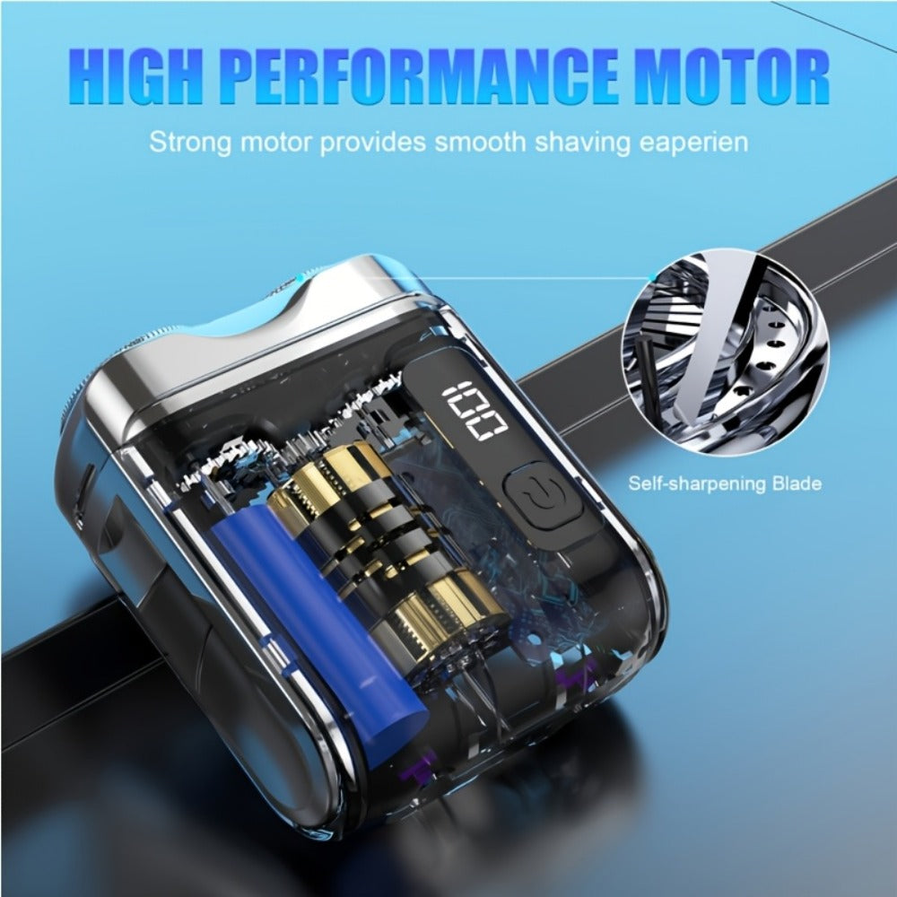 Mini Travel Shaver for Men Dual Floating Blade USB Rechargeable Compact Electric Razor with Digital Display Pocket Size Clean Shave Classic Black Gift for Him Holiday Christmas