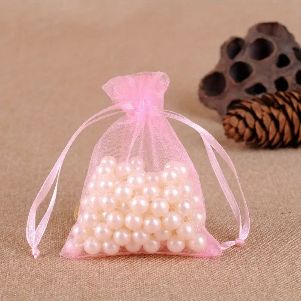 Organza Drawstring Gift Bags, 200-Piece Mixed-Color Set in 2.76 x 3.54 or 3.94 x 5.90 Inch Sizes for Favors and Jewelry