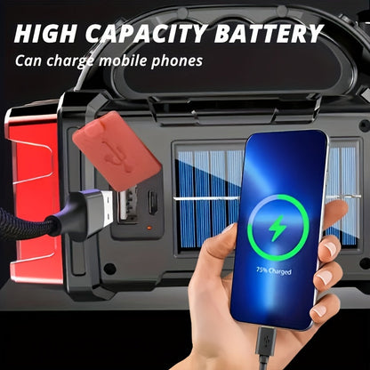 Flashlight Solar and USB-C Rechargeable 2-Pack with Four Front LEDs, Side COB Light and USB Output