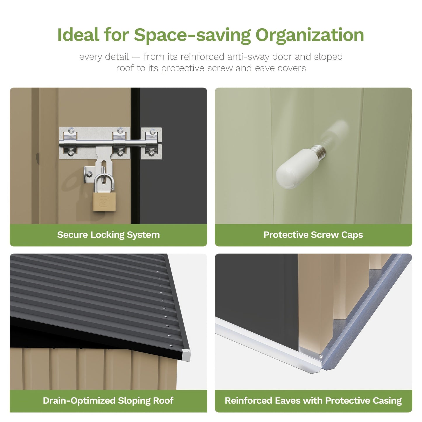Garden Storage Shed | Metal Lockable Tool Backyard Waterproof Compact