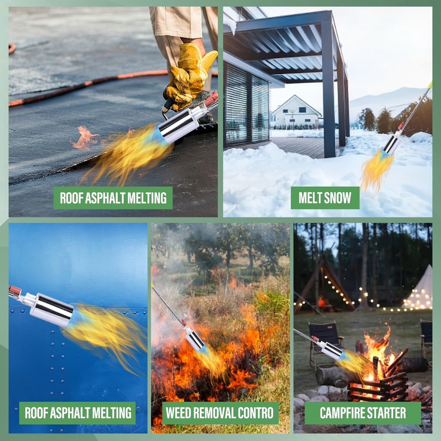 Propane Weed Torch | Flame Weeder Ice Melter Outdoor Roof Driveway