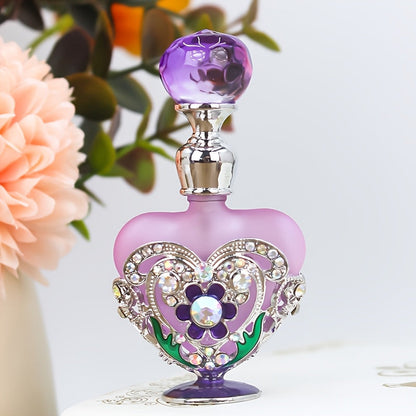 Refillable 10 ml Decorative Glass Perfume Bottles with Floral Inlay and Eight Color or Shape Options