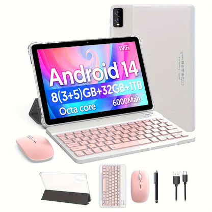 Android Tablet 10-Inch 2-in-1 with Android 14, 8GB Total RAM, 32GB Internal Storage and Keyboard Options