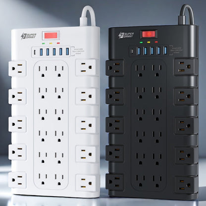 Heavy Duty 28-in-1 Surge Protector Power Strip, 22 AC Outlets & 6 USB Ports (1 USB-C), 5ft Extension Cord, Charging Station for Home Office Tool Room Desk – Overload Protection, 2500W