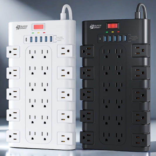 Heavy Duty 28-in-1 Surge Protector Power Strip, 22 AC Outlets & 6 USB Ports (1 USB-C), 5ft Extension Cord, Charging Station for Home Office Tool Room Desk – Overload Protection, 2500W